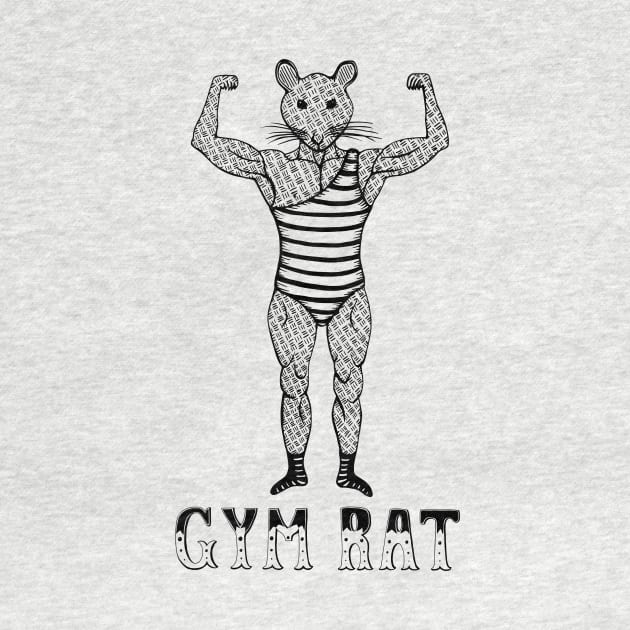 Strongman Bodybuilder Gym Rat - Line Drawing by studiogooz